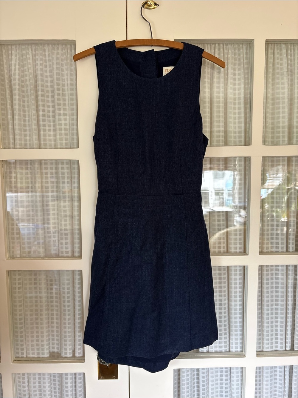 Sezane Navy Sleeveless Mini Dress